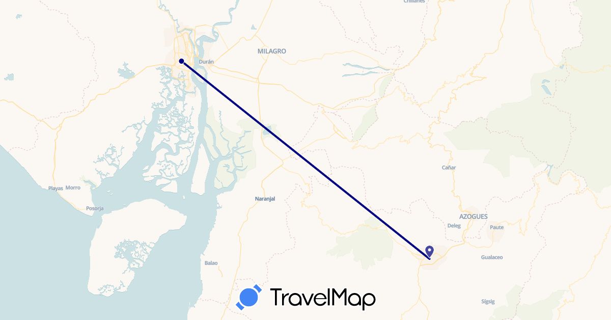 TravelMap itinerary: driving, bus in Ecuador (South America)